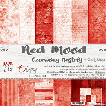Набор бумаги 30х30 см "Red Mood", 6 листов (CraftO'clock)