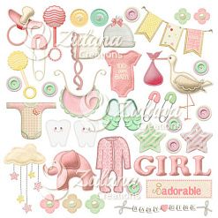 Набор бумаги 30х30 см "Cute baby Girl", 6 листов (Zulana Cr)