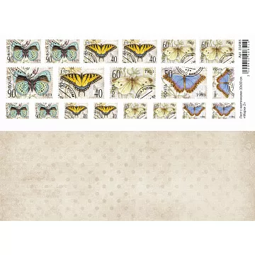 Лист с картинками 10х30 см "Марки 2" (ScrapMania) Лист с картинками 10х30 см "Марки 2" (ScrapMania)