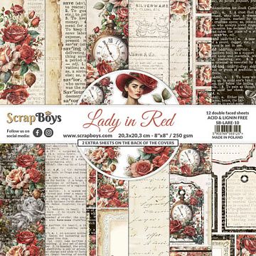 Набор бумаги 20х20 см "Lady in red", 12 листов (ScrapBoys)