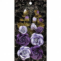 Набор бумажных цветов с листьями "French Lilac & Purple Royalty" (Graphic 45)