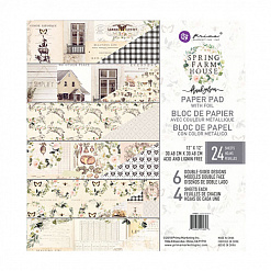 Набор бумаги 30х30 см с фольгированием "Spring farm house", 24 листа (Prima Marketing)