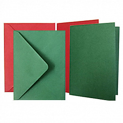 Набор текстурированных заготовок для открыток 12,7х17,8 см "Красные и зеленые" с конвертами, 20 шт (DoCrafts)