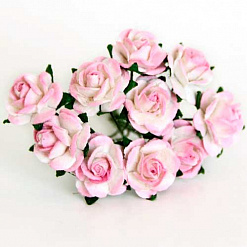 Букет средних розочек "Розовый с белым", 1,5 см, 10 шт (Craft)