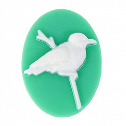 Камея "Белая птица на зеленом" (АртУзор)