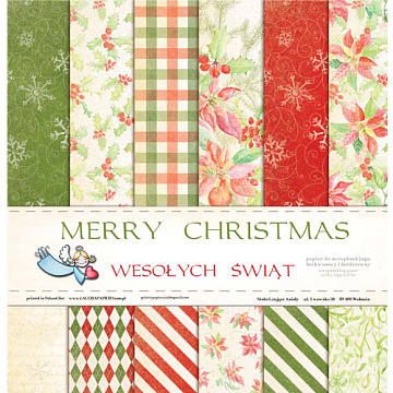 Набор бумаги 30х30 см "Merry Christmas. Счастливое Рождество", 12 листов (Galeria Papieru)
