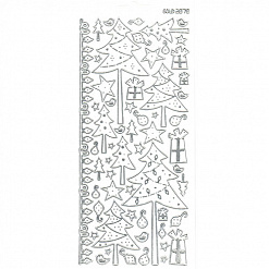 Контурные наклейки "Новогодние елки с точками", лист 10x24,5 см, цвет прозрачный/серебро