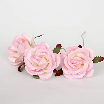 Цветок розы коттеджной "Средний. Светло-розовый с белым", 4 см, 1 шт (Craft)