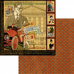 Набор бумаги 30х30 см с наклейками и высечками "A proper gentleman", 24 листа (Graphic 45)
