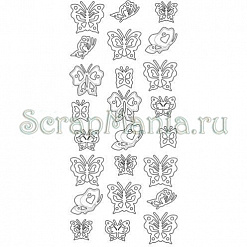 Контурные наклейки "Разные маленькие бабочки", лист 10x24,5 см, цвет серебро (JEJE)