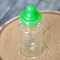 Стеклянная бутылочка с пластиковой пробкой "Сосочка", цвет салатовый, 7 мл