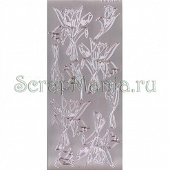 Контурные наклейки "Тюльпаны большие", цвет серебро (JEJE)