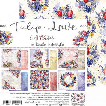 Набор бумаги 15х15 см "Tulip love", 24 листа (CraftO'clock)