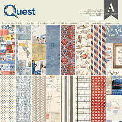 Набор бумаги 30х30 см с наклейками "Quest", 16 листов (Authentique)