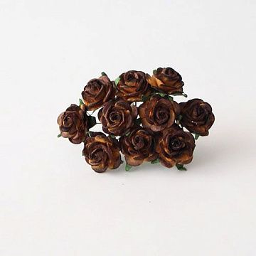 Букет крупных роз "Коричневый двухтоновый", 2 см, 10 шт (Craft)