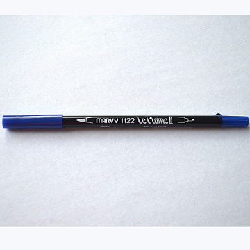 Маркер акварельный двусторонний "Le plume 2", толщина 0,3 мм, цвет синий (Marvy Uchida)