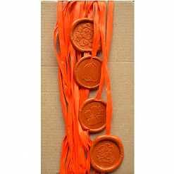 Набор восковых печатей с рафией "Флористика", цвет оранжевый