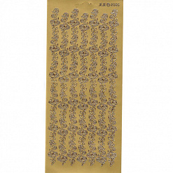 Контурные наклейки "Бордюры с розами 13", лист 10x24,5 см, цвет золотой (JEJE)