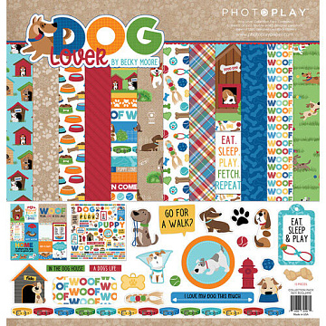 Набор бумаги 30х30 см с наклейками "Dog lover", 12 листов (Photo Play)