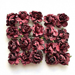 Набор бумажных роз с открытым бутоном "Бельведер. Сливовые", 20 шт (Mr.Painter)