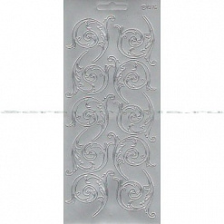 Контурные наклейки "HD орнаменты", лист 10x24,5 см, цвет серебро (JEJE)