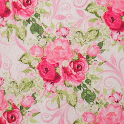 Отрез ткани 48х50 см "Великолепный розарий. Букеты на фоне с розовыми завитками" (Артмикс)