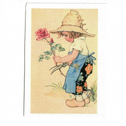 Тканевая карточка "Малыш с розой" (SV)
