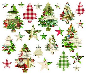 Набор бумажных вырубок "Simple vintage Christmas. Елочки" (Simple Stories)