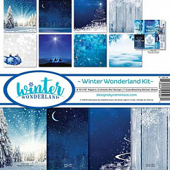 Набор бумаги 30х30 см с наклейками "Winter wonderland", 8 листов (Reminisce)