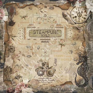 Набор бумаги 30х30 см "Steampunk world", 24 листа (BellaLuna)