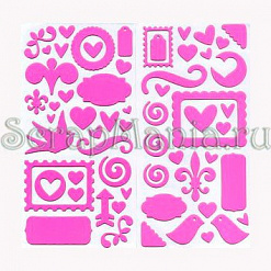 Набор наклеек из чипборда "Полет птицы" розовый (American Crafts)