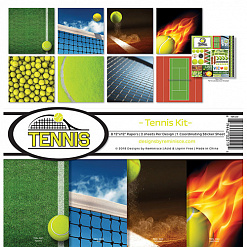 Набор бумаги 30х30 см с наклейками "Tennis", 8 листов (Reminisce)