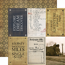 Набор бумаги 30х30 см с наклейками "Transatlantic travel", 12 листов (Carta Bella)