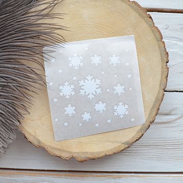Термотрансферная наклейка "Снежинки 2 белые", 8х8 см (Термо-Панда)