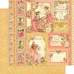 Набор бумаги 30х30 см с наклейками "Princess", 16 листов (Graphic 45)