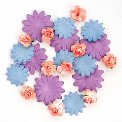 Набор бумажных цветочков "Розы и маргаритки", цвет голубой, фиолетовый, персиковый (Magic Hobby)