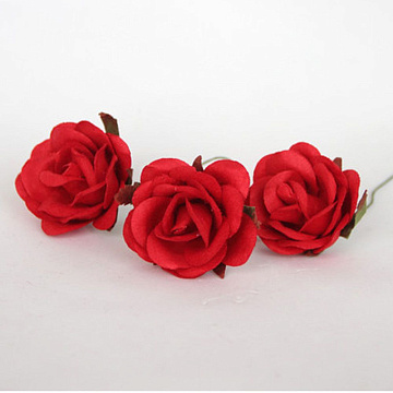 Цветок розы коттеджной "Средний. Красный", 4 см, 1 шт (Craft)