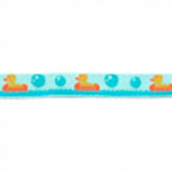 Лента атласная "Уточки на голубом", ширина 6 мм, длина 3 м