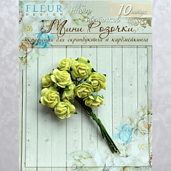 Букет мини-розочек "Светло-зеленые", 10 шт (Fleur-design)