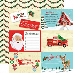 Набор бумаги 30х30 см с наклейками "Santa's workshop", 12 листов (Carta Bella)