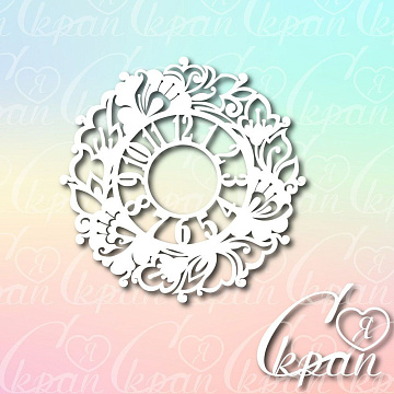 Чипборд "Часы с цветами", 8,1 см (LeoMammy)