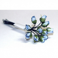 Букетик маленьких роз с полуоткрытым бутоном "Темно-голубые" (Рукоделие)