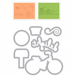 Набор форм-трафаретов для вырубки с папками для тиснения "Велосипед" (Sizzix)