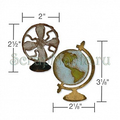Набор форм для вырубки на магнитной основе "Вентилятор и глобус" (Sizzix)
