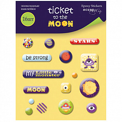 Набор эпоксидных наклеек "Ticket to the Moon", 16 шт (Скрапмир)