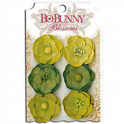 Набор объемных цветочков "Зеленый мох", 6 шт (BoBunny)
