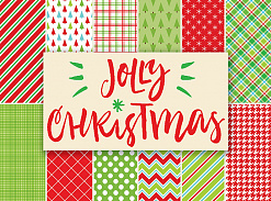 Набор бумаги 30х30 см с наклейками "Jolly Christmas. Веселое рождество", 12 листов (Authentique)