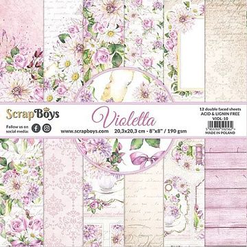 Набор бумаги 20х20 см "Violetta", 12 листов (ScrapBoys)