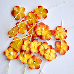 Набор мини-цветочков "Желтые с красным", 20 шт (Craft)