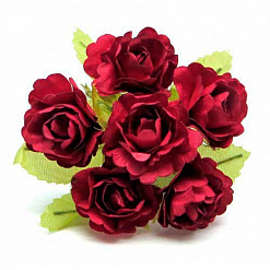 Букетик роз с листочками "Бордовый" (Рукоделие)